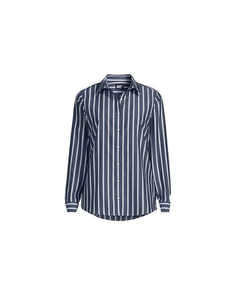 Lands' End Bügelfreie Baumwoll-Bluse, Damen, Größe:34 regular, Blau, Baumwolle, by Blau
