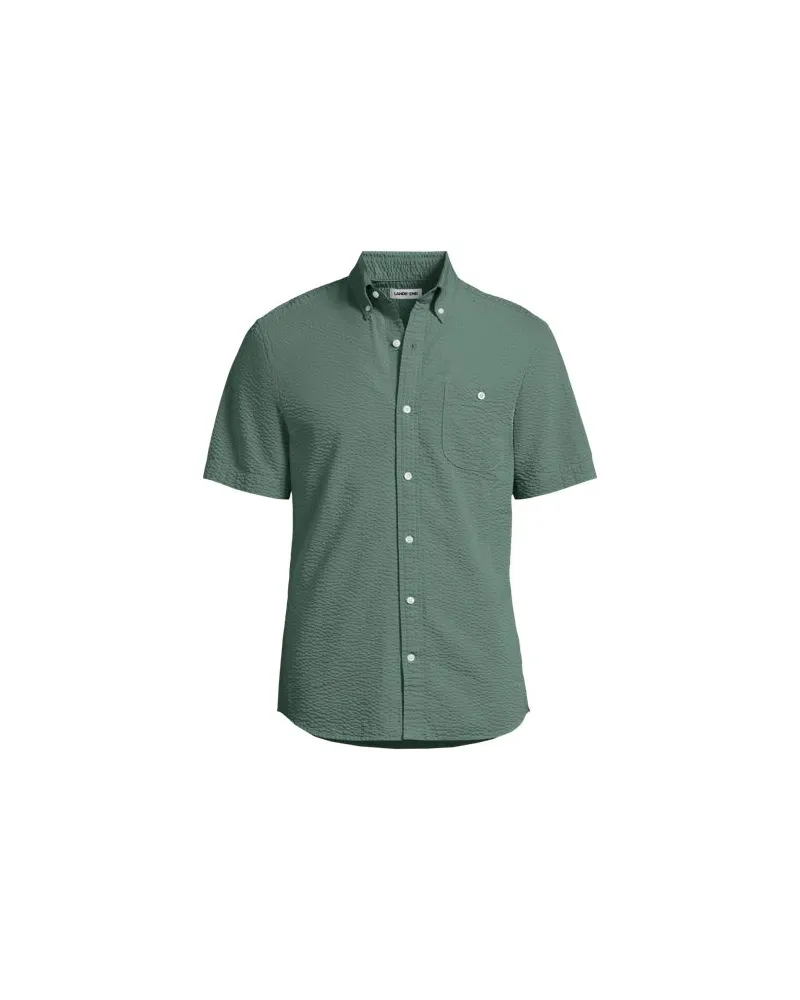 Lands' End Seersucker-Kurzarmhemd, Classic Fit,, Herren, Größe:60 tall, Grün, Baumwolle, by Grün