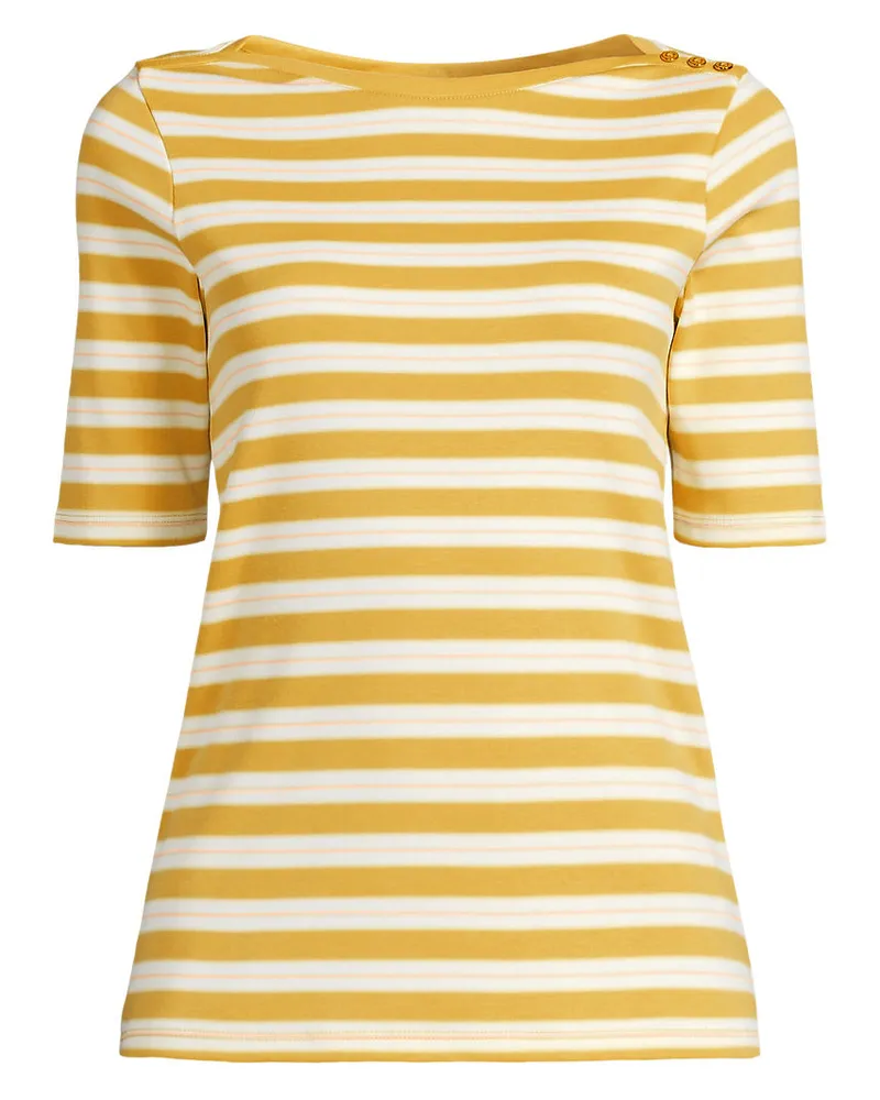 Lands' End Supima-Shirt aus Baumwolle mit U-Boot-Ausschnitt, Damen, Größe regular, Gelb, Baumwolle, by Gelb