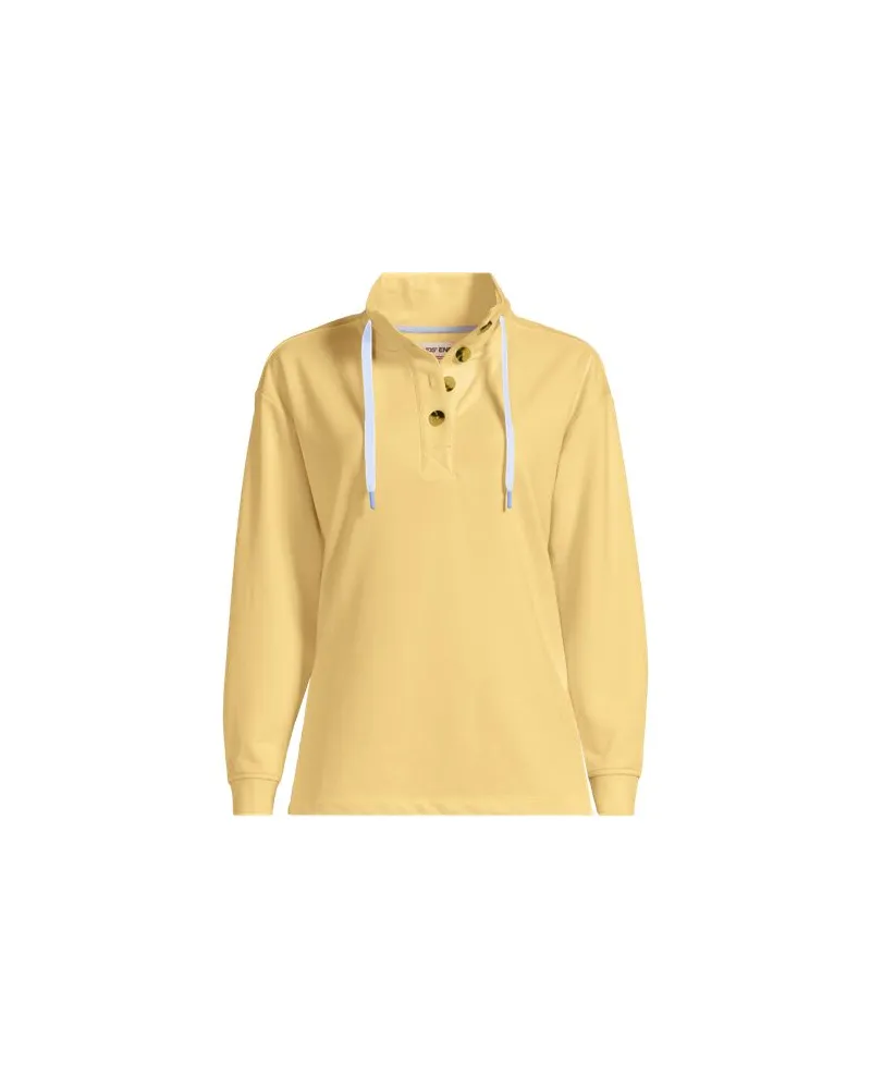 Lands' End Pullover SERIOUS SWEATS mit Knopfleiste, Damen, Größe plus, Gelb, Baumwoll-Mischung/Polyester-Mischung, by Gelb