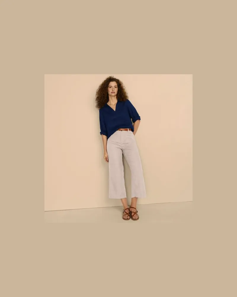 Lands' End 7/8-Hose aus Leinen, Damen, Größe regular, Weiß, by Weiß