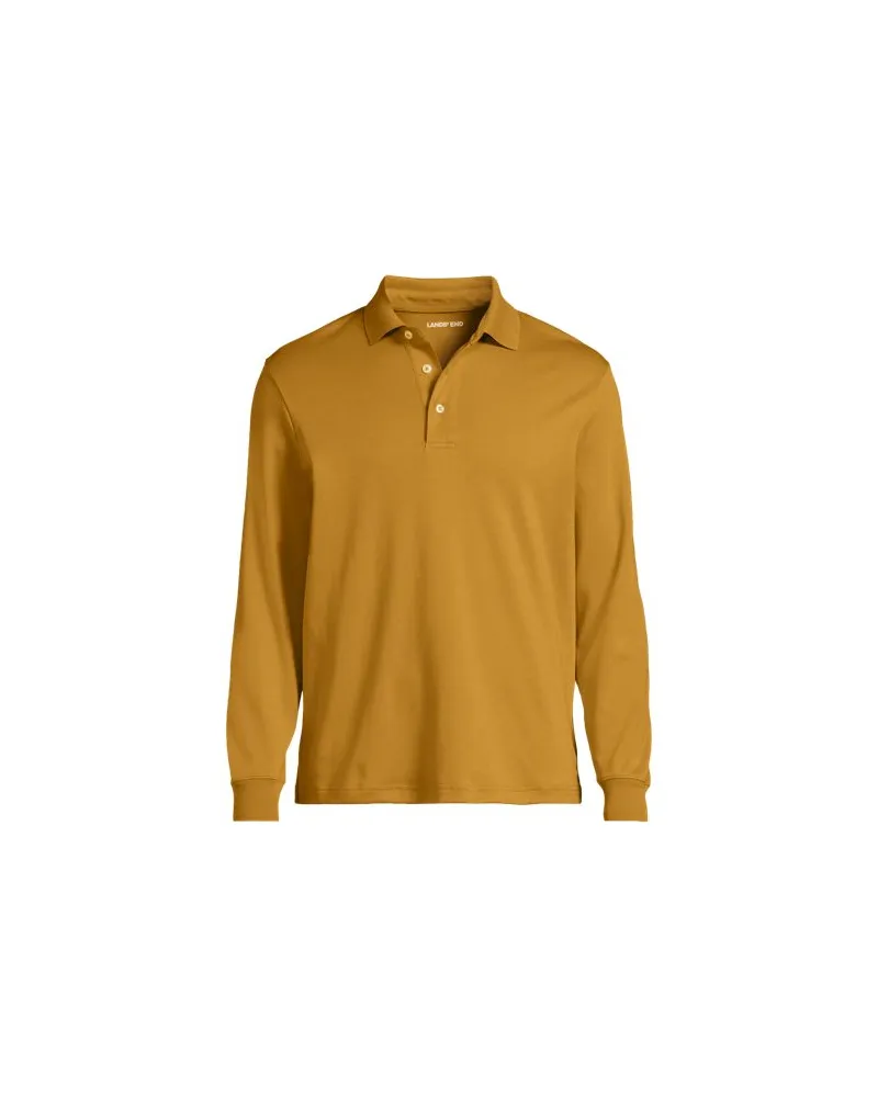 Lands' End Supima Langarm-Polo, Classic Fit, Herren, Größe:52-54 regular, Gelb, Baumwolle, by Gelb
