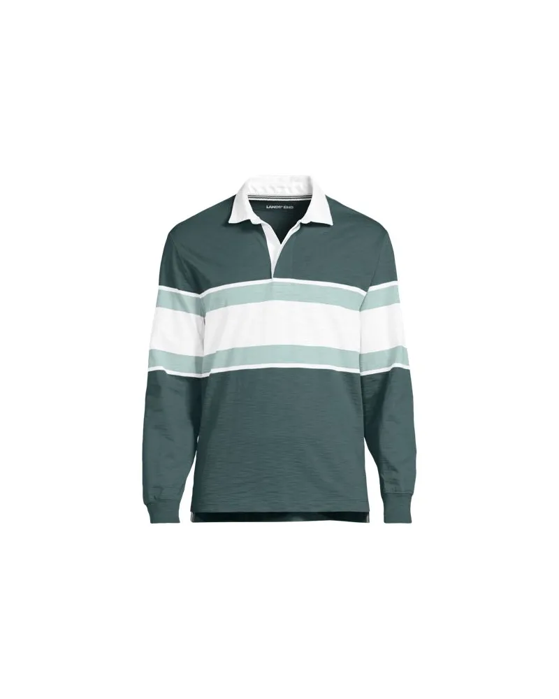 Lands' End Langärmeliges Flammgarn-Rugbyshirt, Herren, Größe:60 regular, Grün, Baumwolle, by Grün