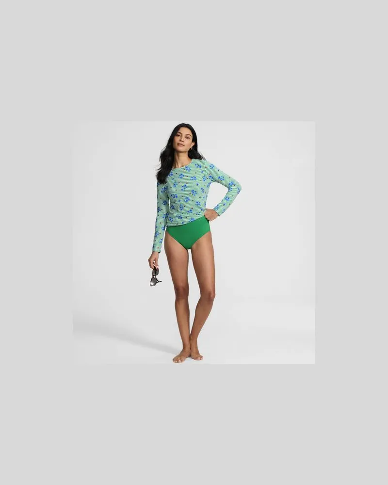 Lands' End Bikinihose zum Umschlagen, High Waist, Damen, Größe regular, Grün, Nylon-Mischung, by Grün