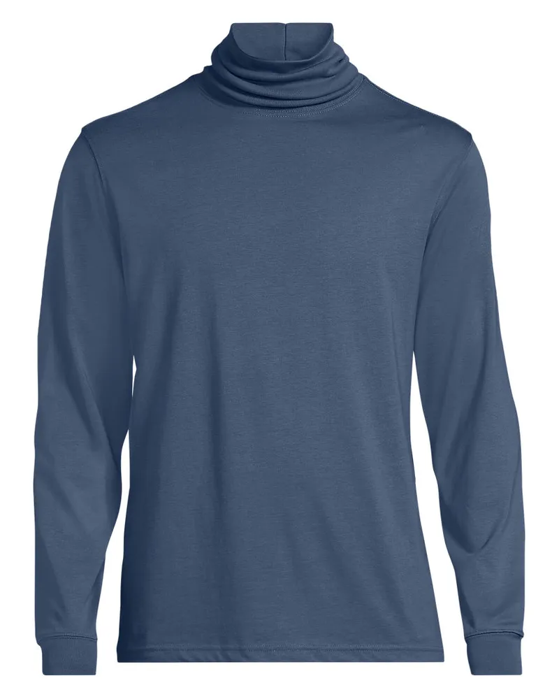 Lands' End Super-T Rollkragenshirt, Classic Fit, Herren, Größe tall, Blau, Baumwolle, by Blau