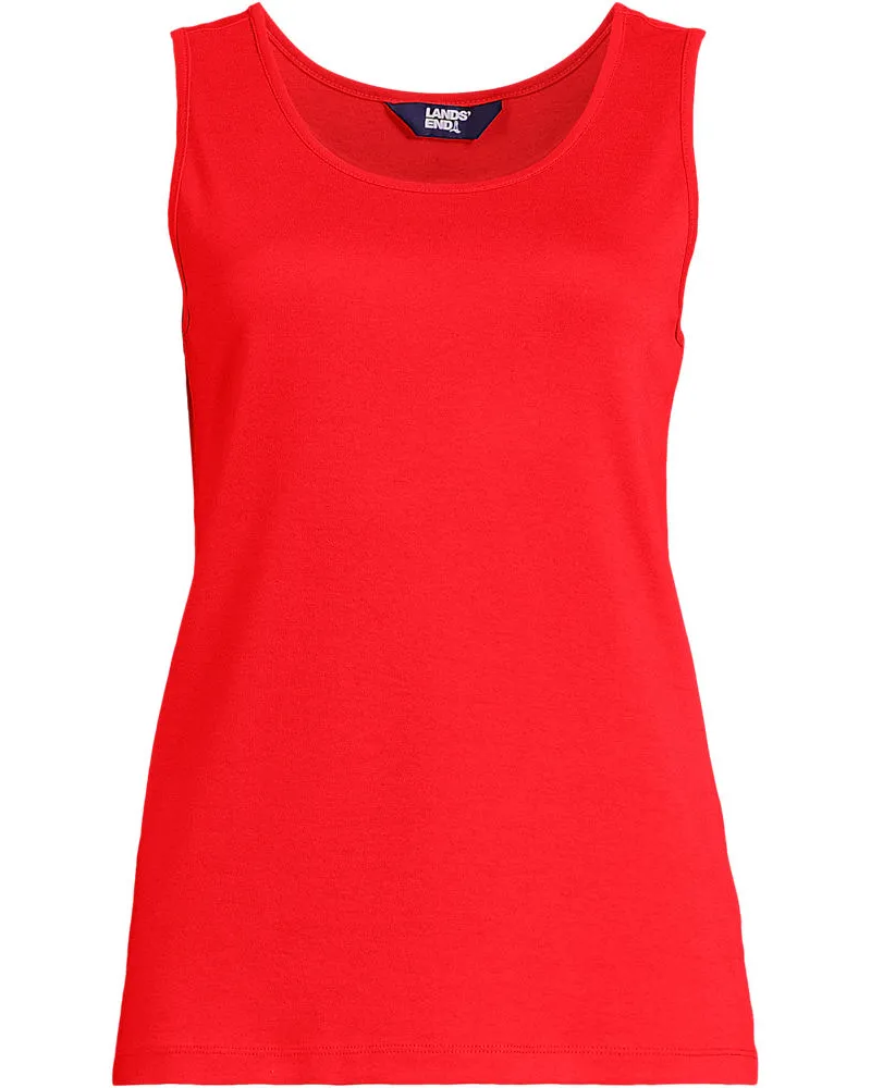 Lands' End Ärmelloses Top aus Baumwolle, Damen, Größe regular, Rot, Baumwolle, by Rot