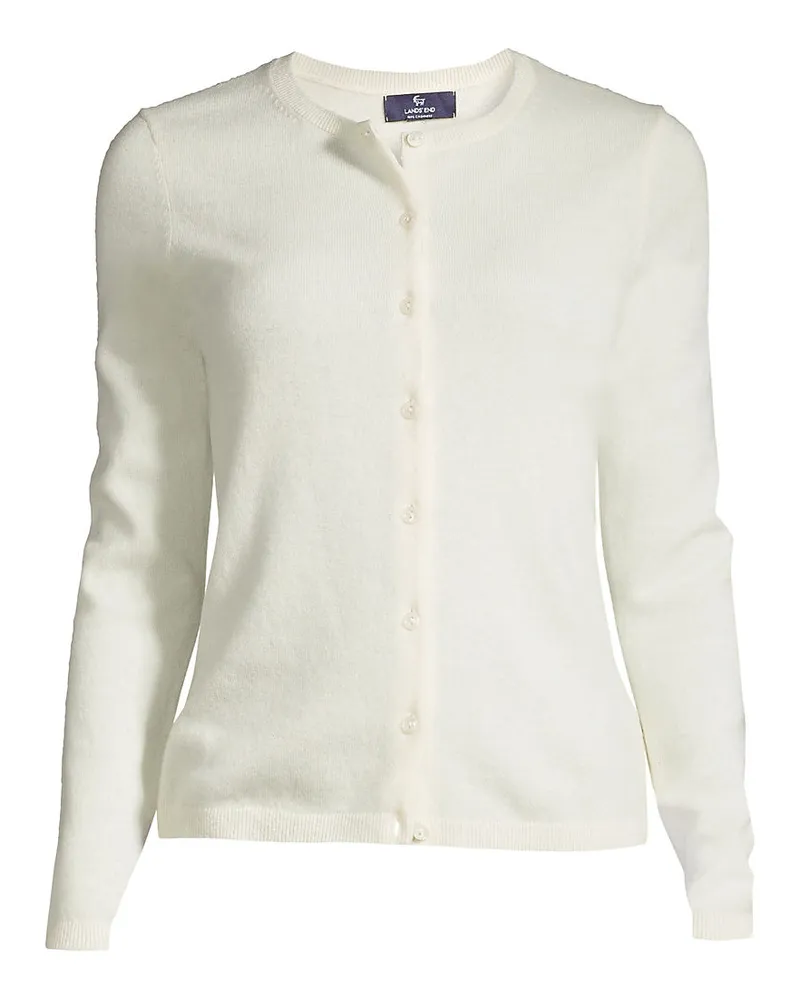 Lands' End Kaschmir-Cardigan mit rundem Ausschnitt, Damen, GrÃ¶ÃŸe plus, WeiÃŸ, Kaschmir, by Weiãÿ