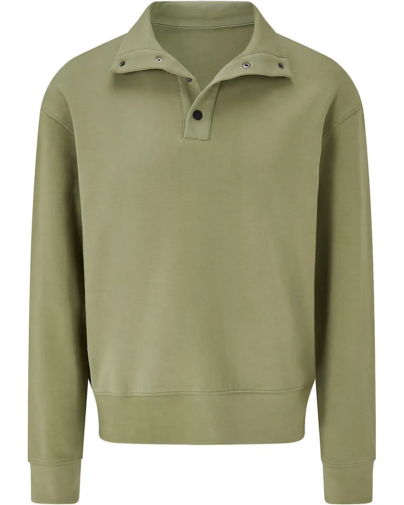Lands' End Jersey-Shirt Super Soft mit Stehkragen, Herren, Größe regular, Grün, Baumwolle/Polyester/Baumwoll-Mischung, by Grün