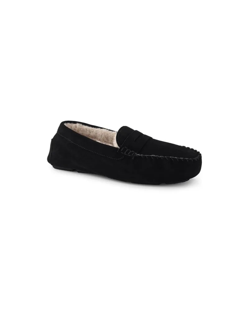 Lands' End Veloursleder-Mokassins, Herren, Größe regular, Schwarz, Leder/Rauleder, by Schwarz