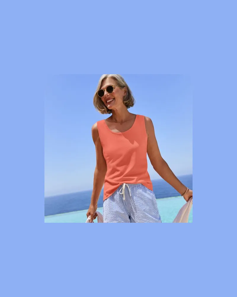 Lands' End Baumwoll-Top, Damen, Größe:40-42 regular, Orange, Baumwolle, by Orange
