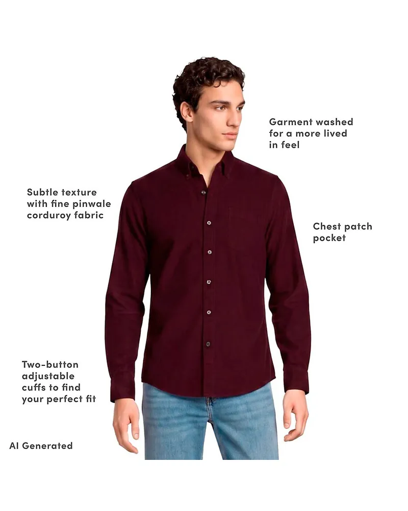 Lands' End Feincordhemd, Herren, Größe regular, Rot, Baumwolle, by Rot
