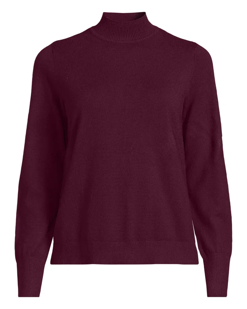 Lands' End Stehkragenpullover mit Ärmelknöpfen, Damen, Größe regular, Rot, Polyester/Nylon/Viskose, by Rot