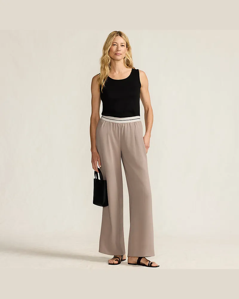 Lands' End Satinhose mit Streifenbund, Damen, Größe petite, Weiß, Polyester, by Weiß
