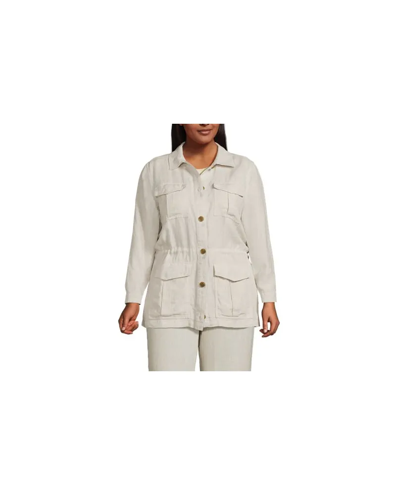 Lands' End Hemdjacke aus Leinen, Damen, Größe plus, Beige, Leinen, by Beige