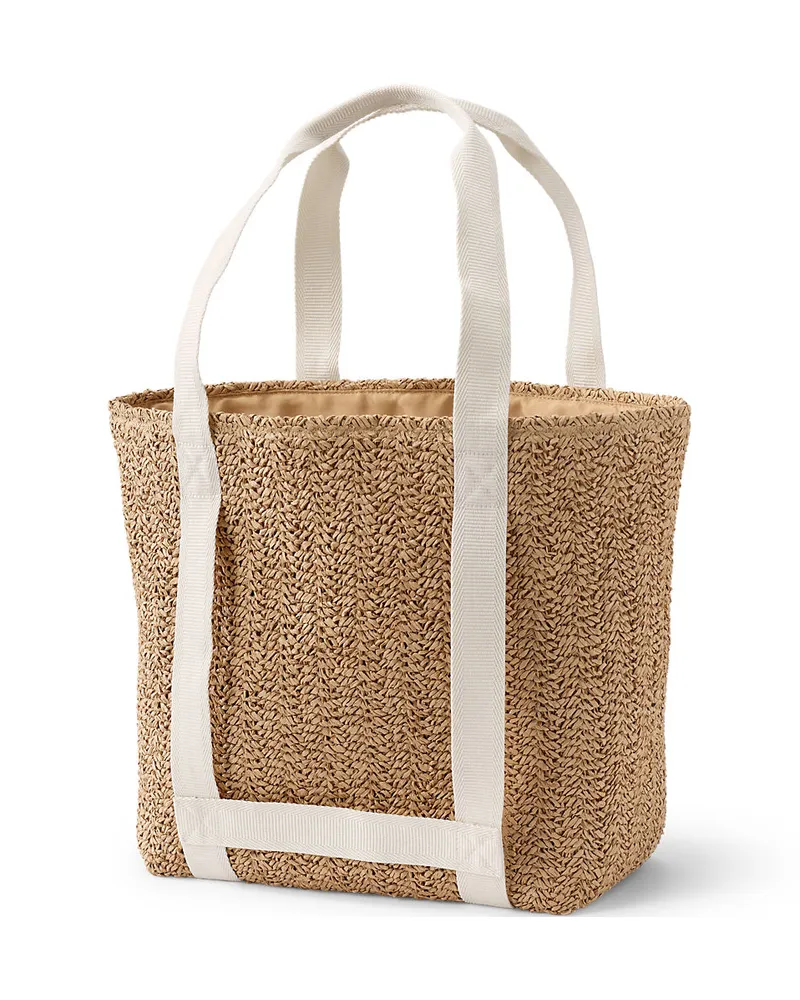 Lands' End Shoppertasche aus Stroh, Damen, Größe:null regular, Weiß, by Weiß