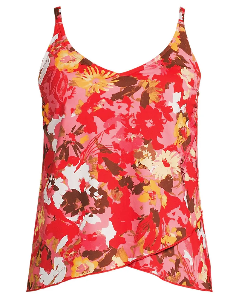 Lands' End Tankinitop mit Tulpensaum chlorresistent, Damen, Größe plus, Rot, Nylon-Mischung, by Rot