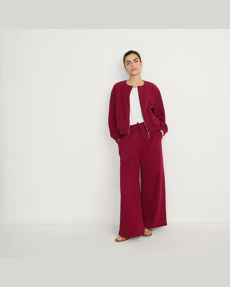 Lands' End Softe Jersey-Bomberjacke, Damen, Größe regular, Rot, Baumwolle/Polyester/Baumwoll-Mischung, by Rot