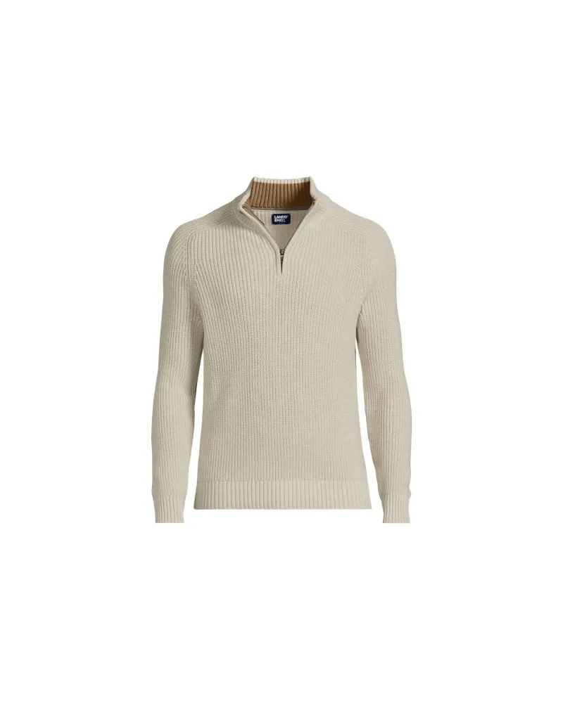 Lands' End Pullover DRIFTER mit Troyer-Kragen, Herren, Größe:60 regular, Weiß, by Weiß
