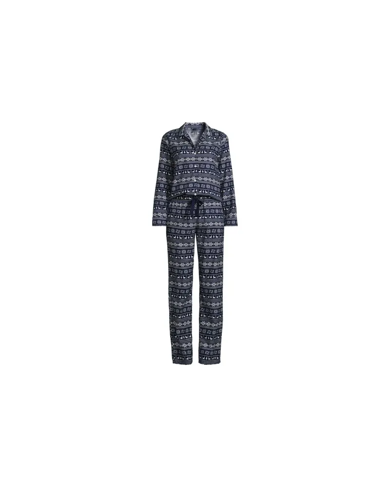 Lands' End Weiches Pyjama-Set aus Flanell, Damen, Größe plus, Blau, by Blau