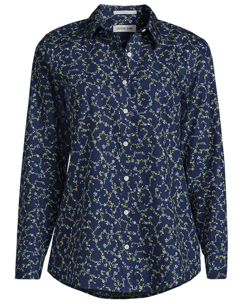 Lands' End BÃ¼gelfreie Baumwoll-Bluse, Damen, GrÃ¶ÃŸe regular, Blau, Baumwolle, by Blau