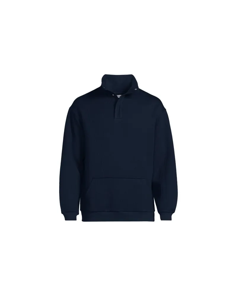 Lands' End Gerippter Pullover mit Stehkragen, Herren, Größe:60 regular, Blau, by Blau
