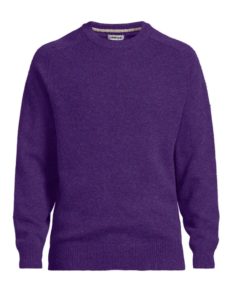 Lands' End Rundhalspullover aus Lambswool, Herren, Größe regular, Lila, Wolle, by Lila