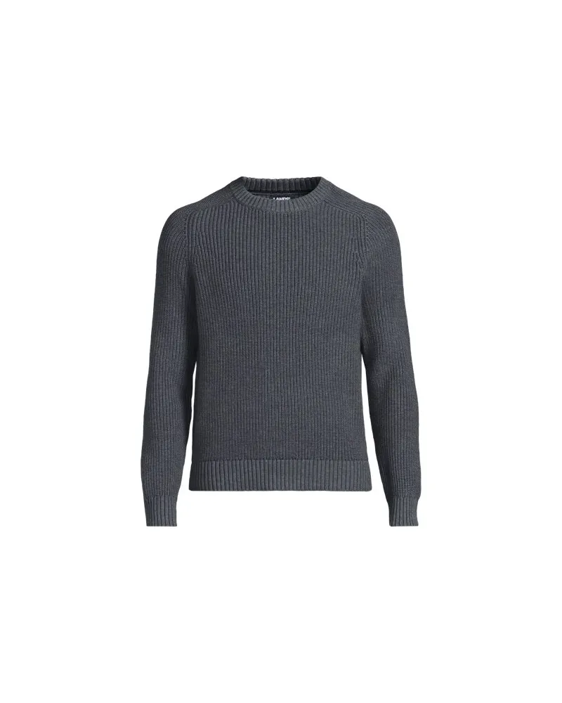 Lands' End Drifter Strukturstrick-Pullover, Herren, Größe:44-46 regular, Grau, Baumwolle, by Grau
