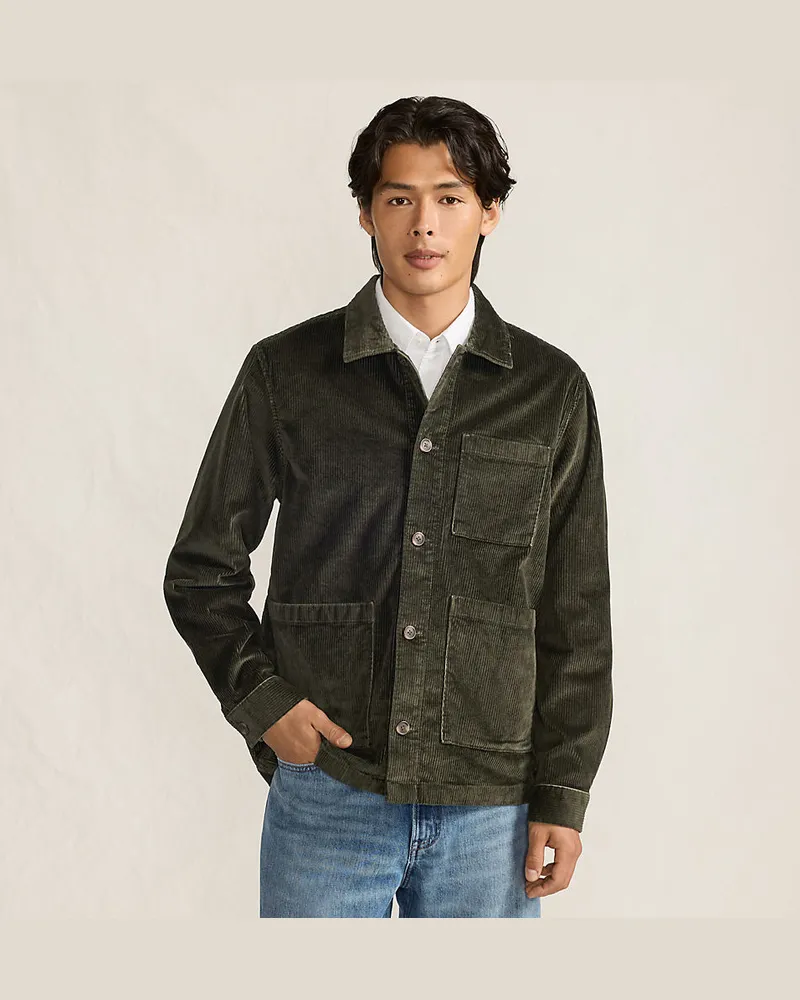 Lands' End Cord-Jacke im Worker-Stil, Herren, Größe regular, Braun, Elasthan/Baumwoll-Mischung, by Braun