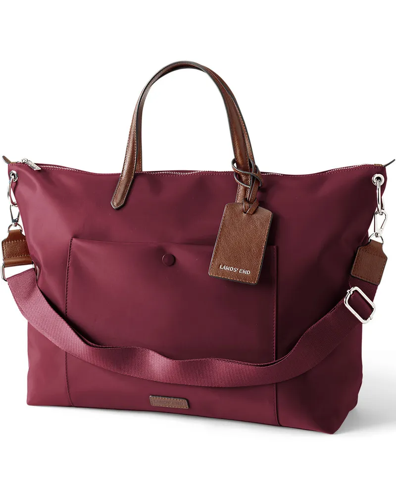 Lands' End Wasserabweisende, verstaubare Reise-Shoppertasche, Damen, Größe:null regular, Rot, Nylon/Leder, by Rot