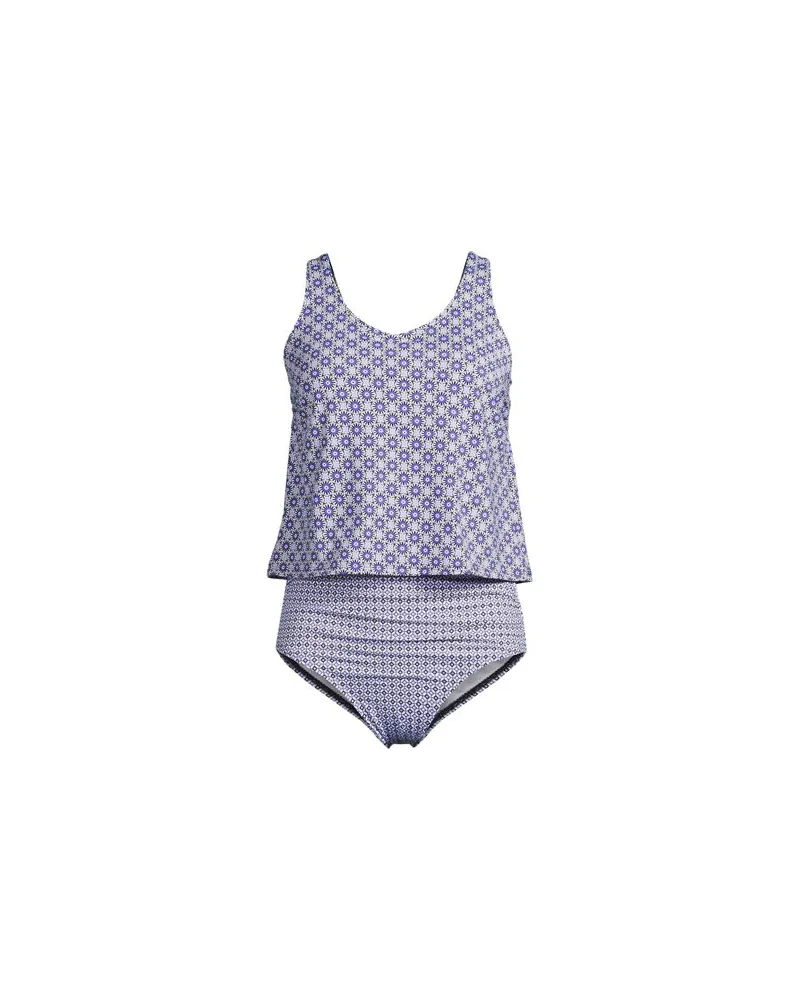 Lands' End Badeanzug in Tankini-Optik chlorresistent, Damen, Größe plus, Lila, Elasthan/Nylon-Mischung, by Lila