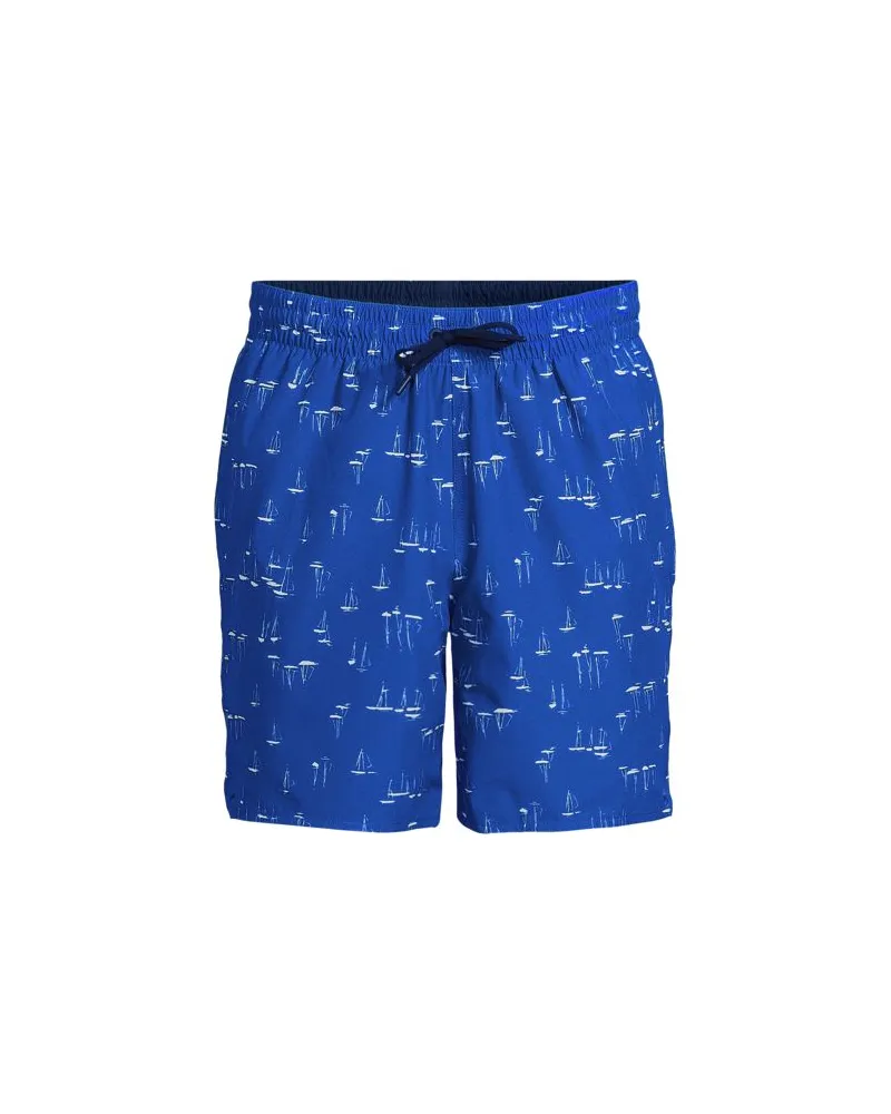 Lands' End Wendbare Badeshorts, 18 cm, Herren, Größe:56-58 regular, Blau, by Blau