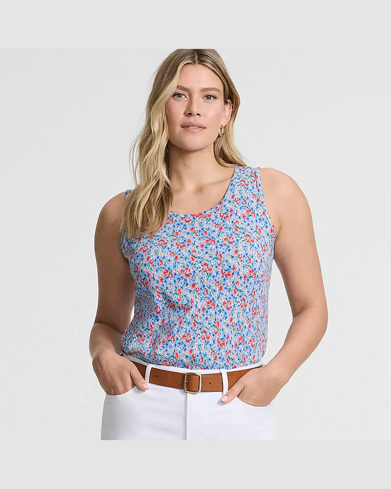 Lands' End Baumwoll-Top, Damen, Größe petite, Blau, Baumwolle, by Blau