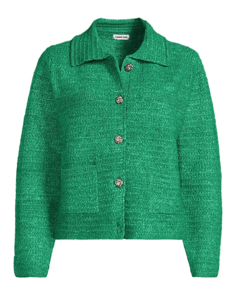 Lands' End Soft Touch Jacke, Damen, Größe regular, Grün, Polyester/Polyester-Mischung, by Grün