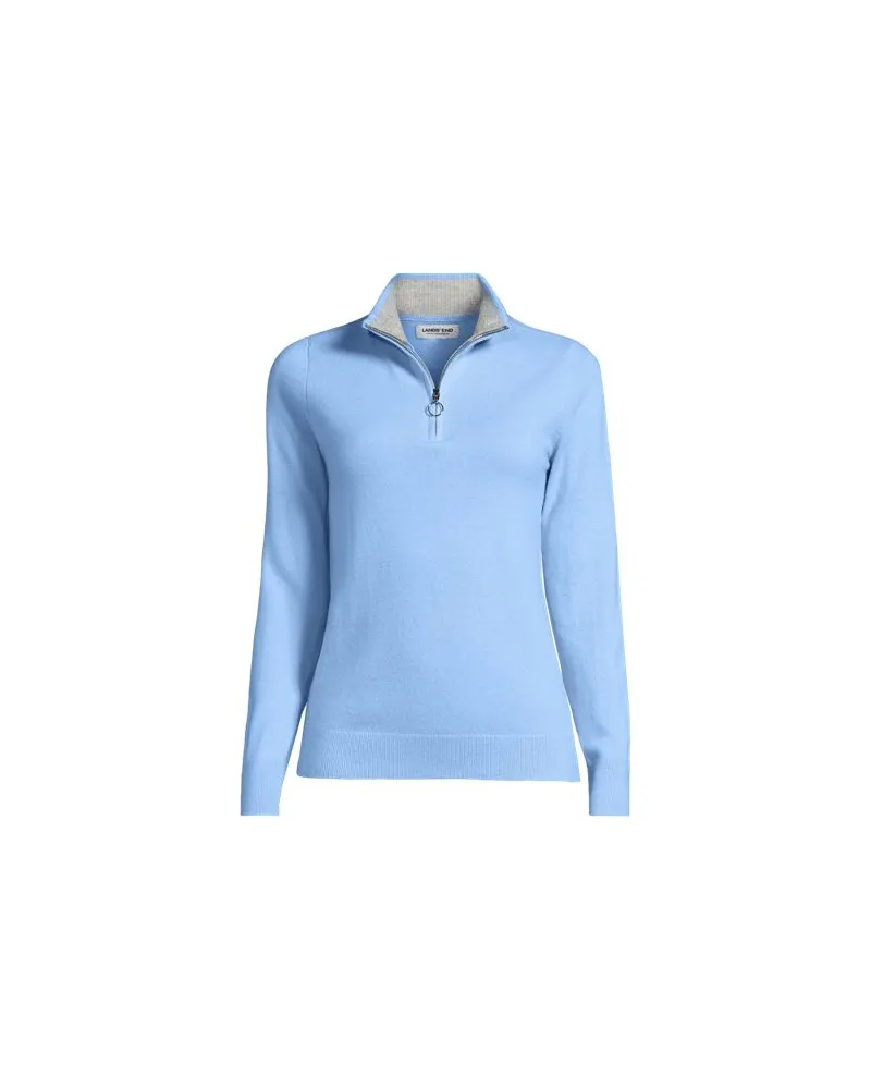 Lands' End Kaschmir-Pullover mit Reißverschluss, Damen, Größe regular, Blau, Kaschmir, by Blau
