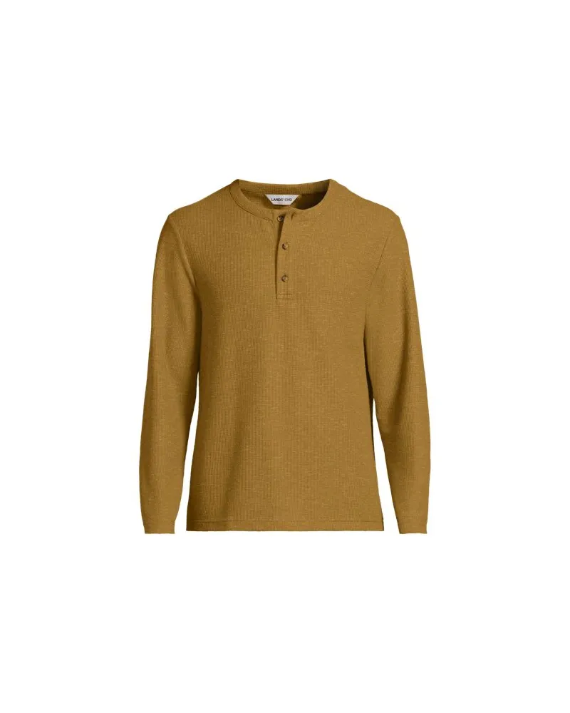 Lands' End Struktur-Henleyshirt mit Leinen, Herren, Größe:48-50 regular, Gelb, Leinen/Polyester/Polyester-Mischung, by Gelb