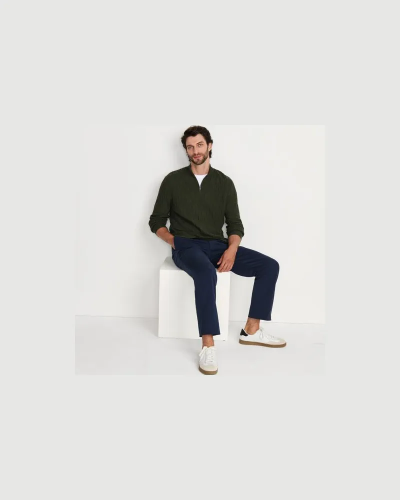 Lands' End Pullover aus Baumwoll-Strukturstrick mit Troyer-Kragen, Herren, Größe:44-46 regular, Blau, Baumwolle, by Blau