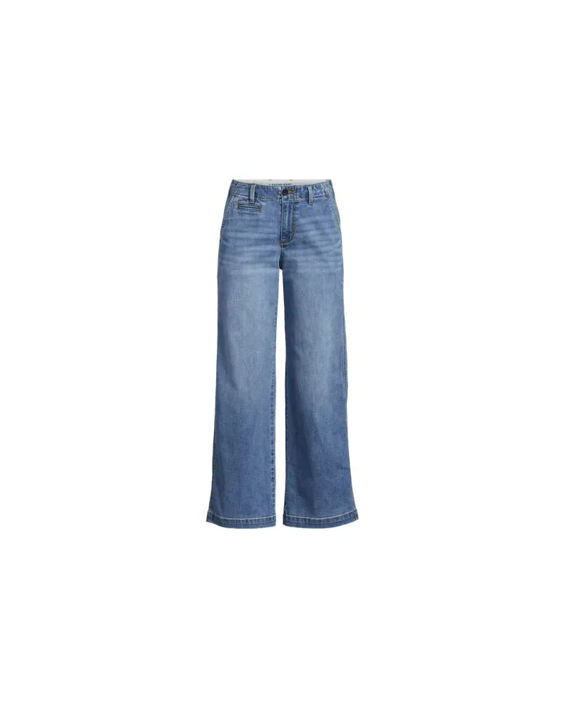 Lands' End Knöchellange Mid Waist Jeans mit weitem Bein, Damen, Größe regular, Blau, Baumwolle/Elasthan/Polyester, by Blau