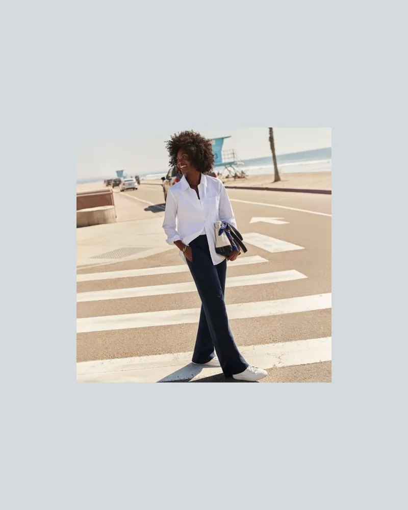 Lands' End Straight Fit Freizeithose SPORT KNIT, Damen, Größe plus, Blau, Baumwolle, by Blau