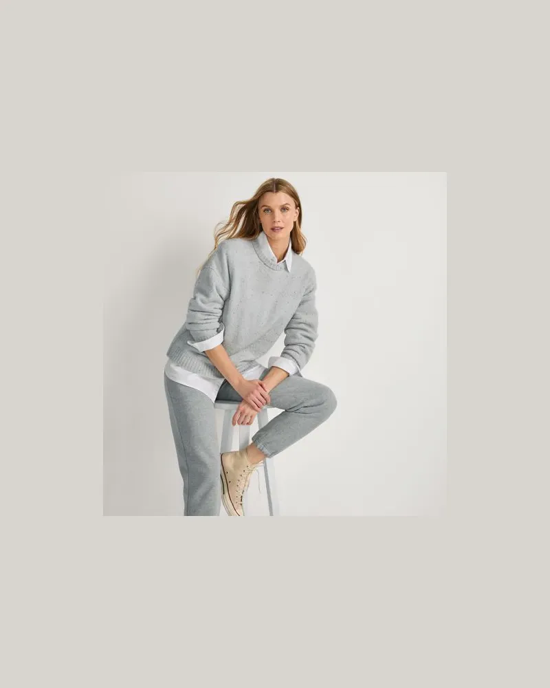 Lands' End Bouclé-Pullover, Damen, Größe:44-46 regular, Grau, Polyester-Mischung, by Grau