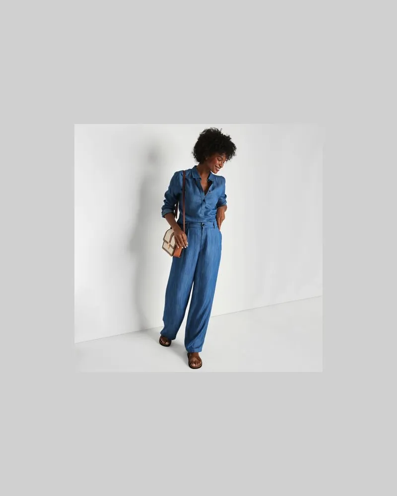 Lands' End Tencel Anzughose mit weitem Bein, Damen, Größe regular, Blau, Lyocell (Viskose), by Blau