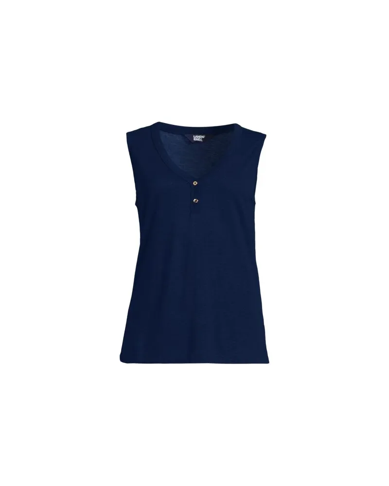 Lands' End Top aus Leinenmix, Damen, Größe:44-46 regular, Blau, Baumwolle/Leinen/Baumwoll-Mischung, by Blau