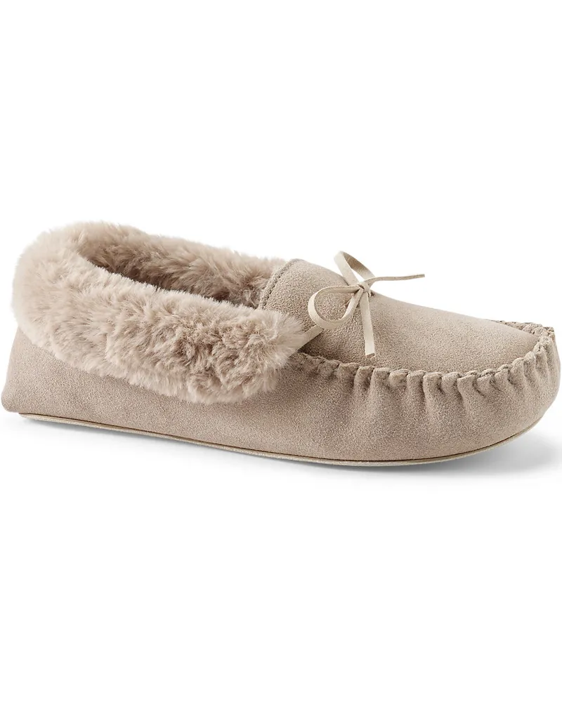Lands' End Veloursleder-Mokassin, Damen, Größe regular, Braun, Polyester, by Braun