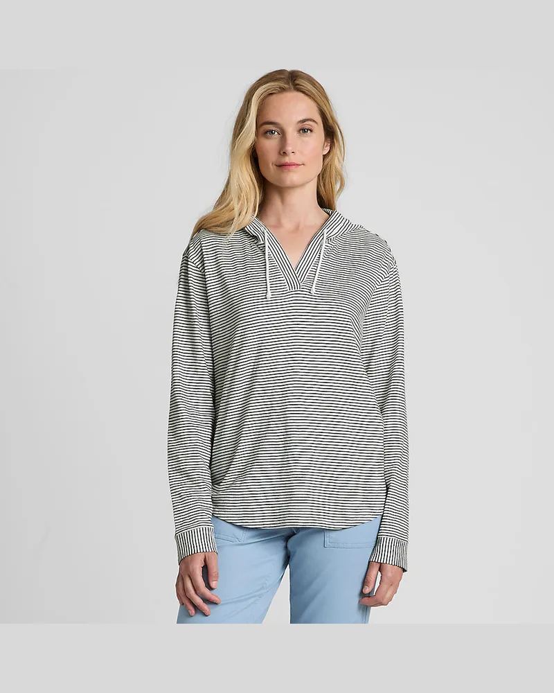 Lands' End Flammgarn-Kapuzenshirt, Damen, Größe regular, Weiß, Baumwolle, by Weiß
