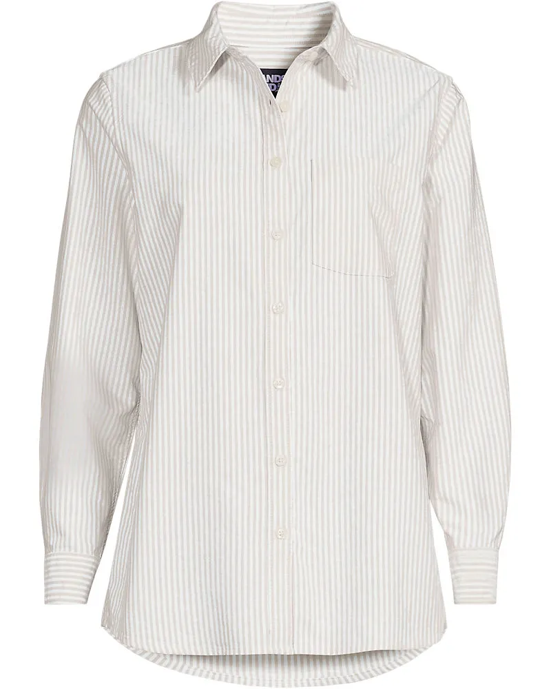 Lands' End Langarm Oxford-Hemd, Damen, Größe petite, Beige, Baumwolle, by Beige