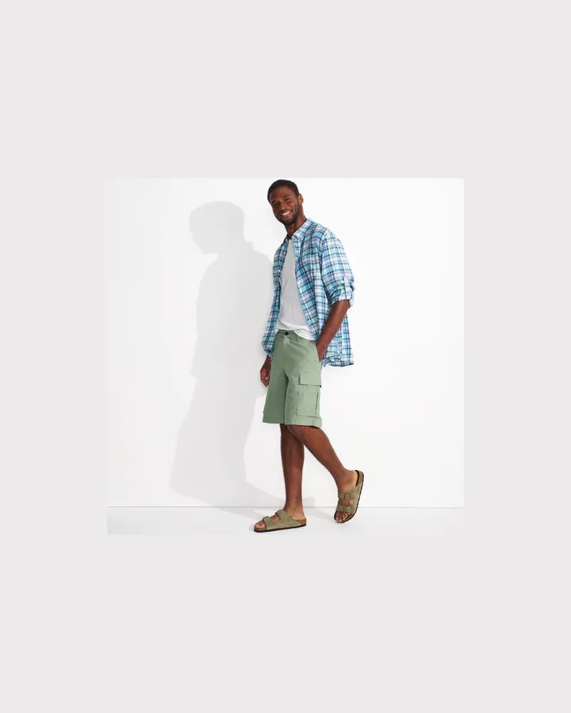 Lands' End Cargo-Shorts aus Leinen/Baumwollmix, Herren, Größe regular, Grün, Baumwolle/Leinen, by Grün