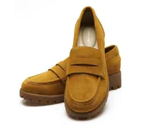 Leder-Pennyloafer mit Chunky Sohle, Damen, Größe regular, Braun, Leder, by