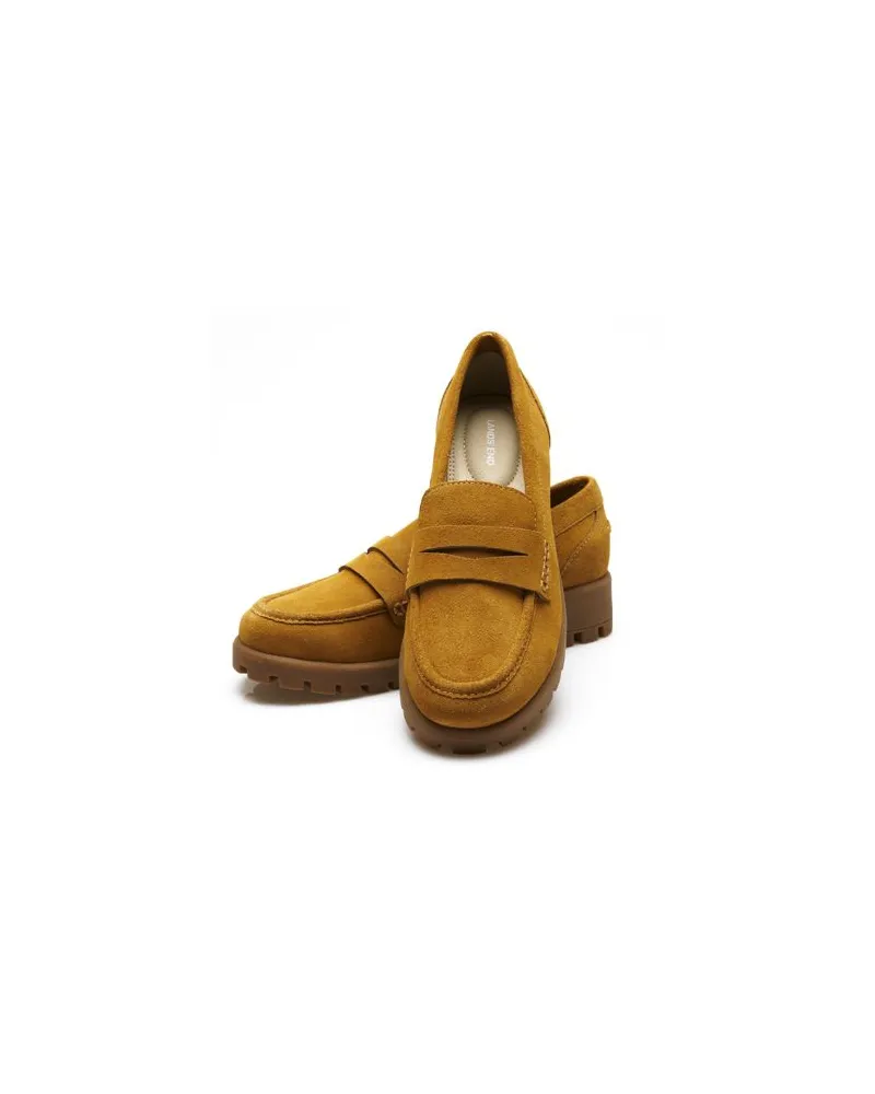 Lands' End Leder-Pennyloafer mit Chunky Sohle, Damen, Größe regular, Braun, by Braun