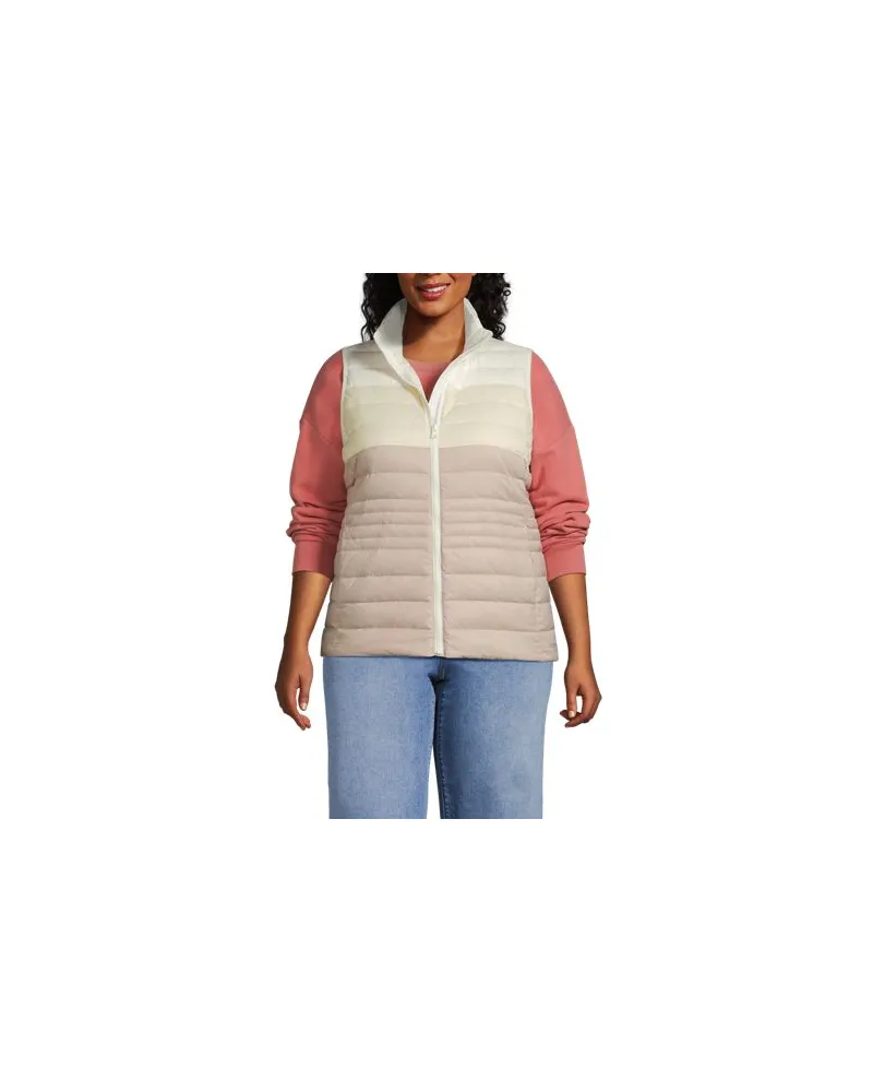 Lands' End Ultraleichte verstaubare Daunenweste WANDERWEIGHT, Damen, Größe plus, Weiß, Polyester/Nylon/Daunen, by Weiß