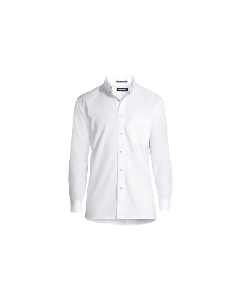Lands' End CLASSIC FIT. Buttondown-Kragen. Oxfordhemd, Herren, Größe regular, Weiß, Baumwolle, by Weiß