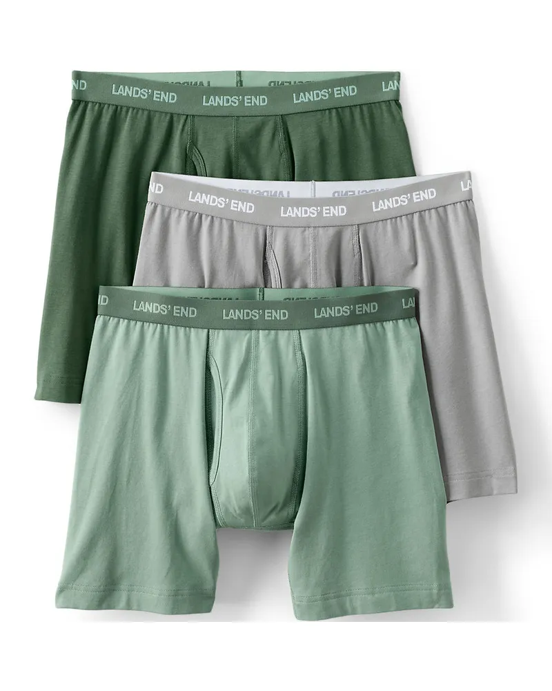 Lands' End Komfort-Boxershorts (3er-Set), Herren, Größe regular, Grün, Baumwolle/Elasthan/Baumwolle Modal, by Grün
